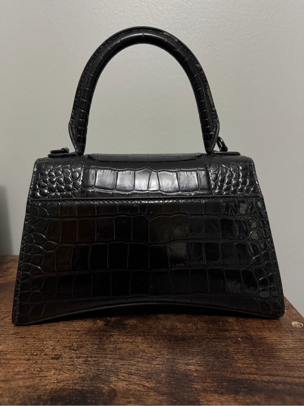 Balenciaga Black Croc-Embossed Top Handle Bag Small - Picture 3 of 6